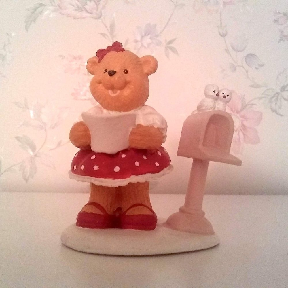 Vintage Russ Bear Figurine with Birds